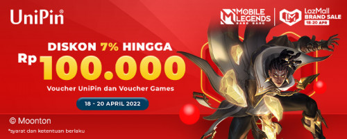 Promo Diskon hingga Rp100.000 Voucher UniPin di 1820 LazMall April Lazada
